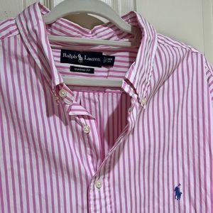 Ralph Lauren 3XB Mens Button Down. Pink and White
